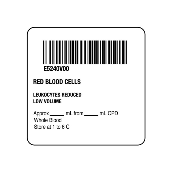 Nevs ISBT 128 Red Blood Cells 2" x 2" BBC-5240 - main